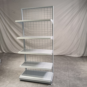 wire mesh Back Panel Retail Store Rack Gondola Shelving Supermarket Shelf Etagere-commercial Grocery Store Shelving