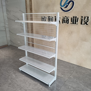 Hot Popular single sided wire mesh back panel white color grocery store retail display stand racks supermarket metal shelf