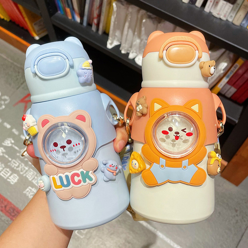 520ml Vacuum Insulated Kid Thermos Water Bottle 316 Stainless Steel Water Bottle With Straw