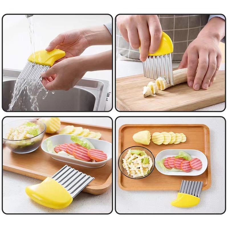 Food grade Crinkle Potato cutter with home and kitchen  Stainless Steel Manual and plastic handle Crinkle Cutting Knife