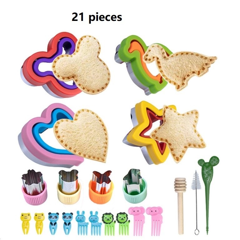 Hot Selling Cookie Cutters Set Sandwich Cutter And Sealer Various Shape Fruit cutter and food picks set