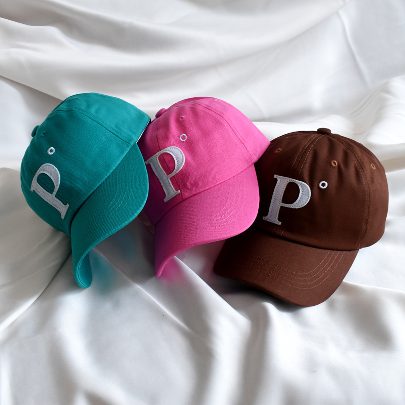 Wholesale Women'S Coffee-Colored Outdoor Fashion Visor Soft Top Pure Cotton Embroidered Large P Letter Baseball Cap