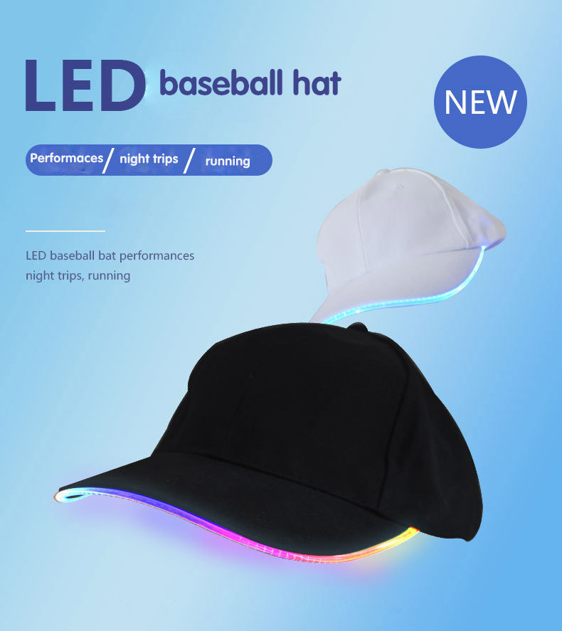 High Quality New Design Hot Sale Caps Luminous Mountaineering Light Night Fishing 6-panel LED Baseball Cap Hat