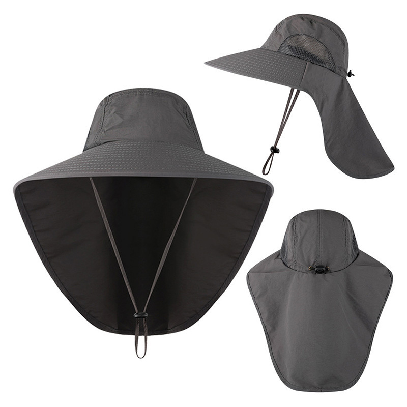 Quick Dry Nylon Wide Brim Fishing Hat with Neck Flap UPF 50+ Sun Protection Bucket Sun Hat Cap for Men and Women Hiking Safari