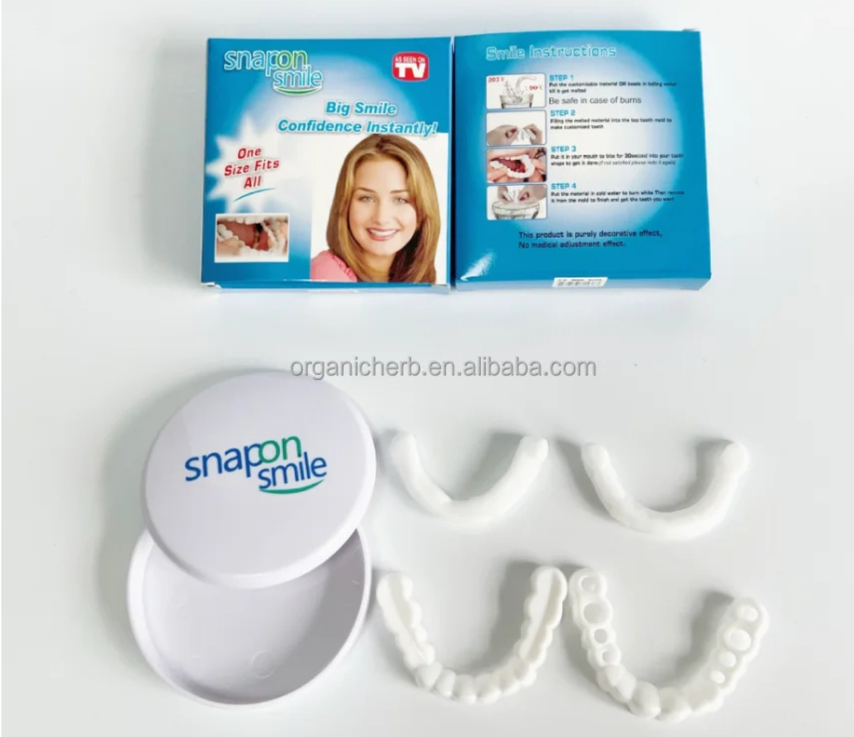 Custom logo  Reusable Smile Upper and Under silicone  replacement moldable dentures false teeth