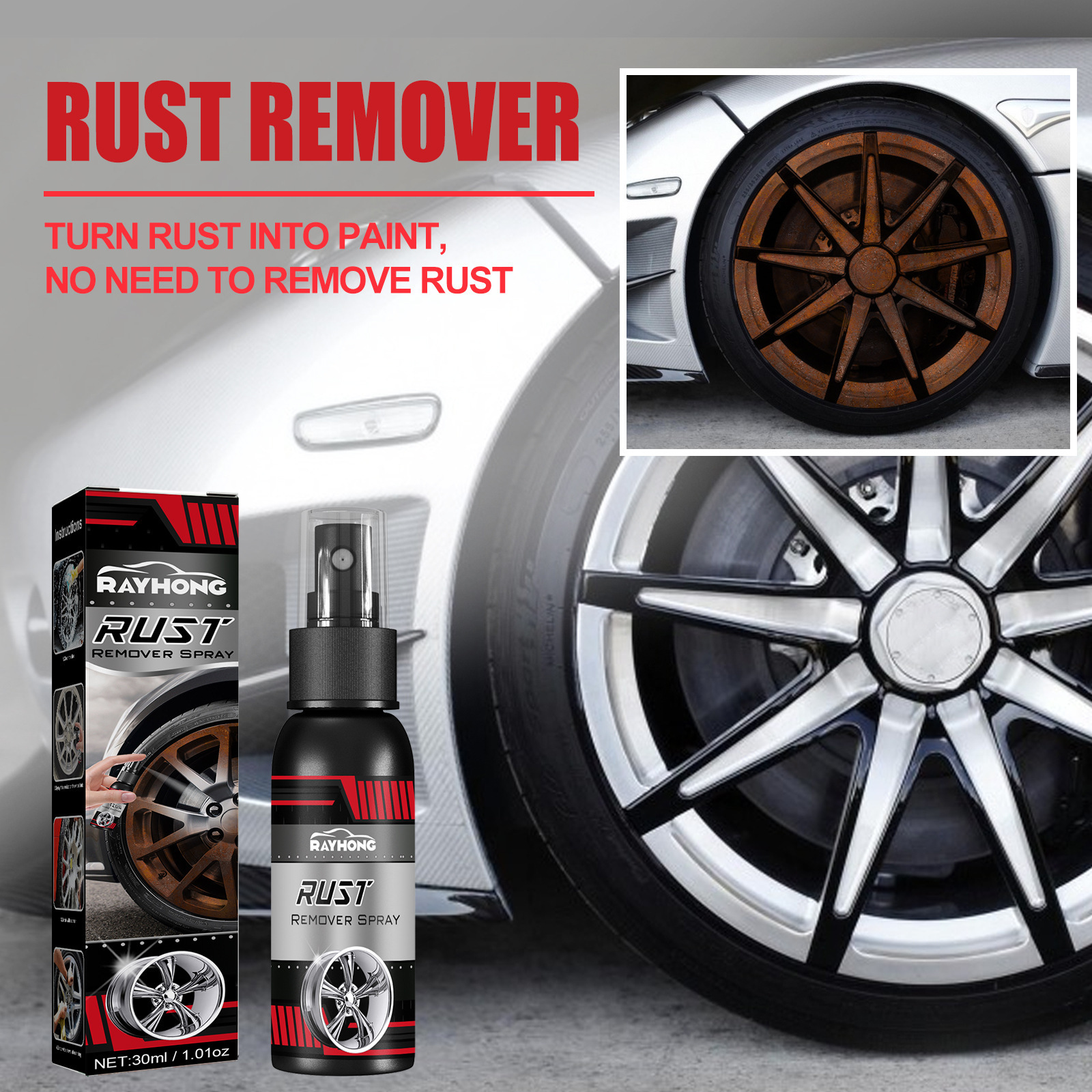 Custom logo Rust Remover Multi-Purpose Auto Window Rust Cleaner Derusting Spray Car Maintenance Cleaning Rust Converter