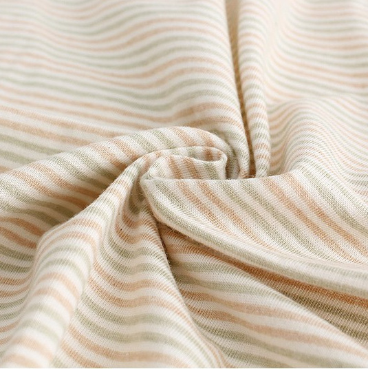 organic baby fabric natural striped cotton jersey knit baby undyed