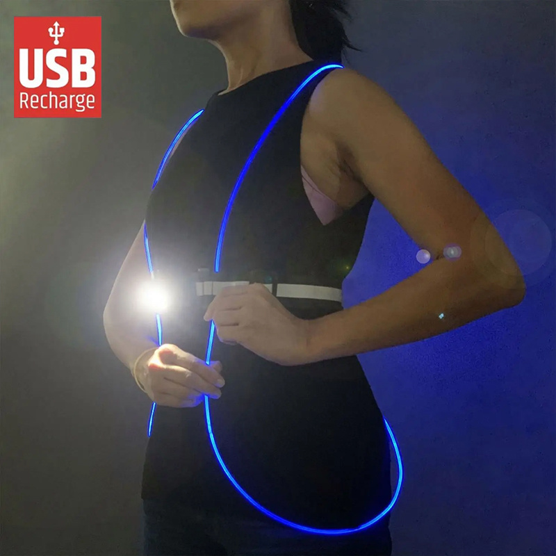 New Rechargeable and Multi-Colors LED Reflective Safety Running Vest Glowing Reflective Led Running Vest for Night Sport