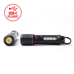 New Mini Type-C rechargeable Keychain Magnetic base Emergency Led Portable Flashlight 400 lumen