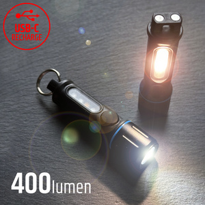 Hot Sale Pocket 400 Lumens Flashlight Keychain Safety Mini Flashlight Keychain Stock Alarm Keychain Led Flashlight