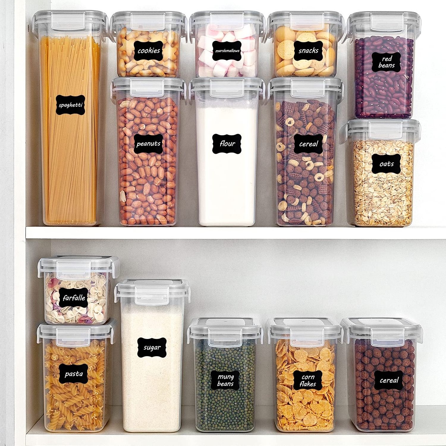 Custom Bpa-Free Airtight 10 Piece Set Plastic Stackable Organizer Cereal Dry Storage Canisters BIn Box Food Container