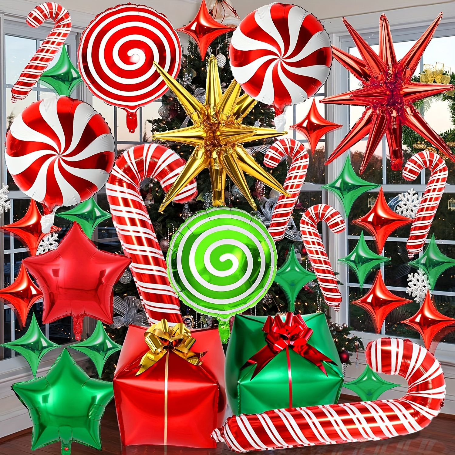 Merry christmas theme party supplies decoration red green confetti christmas balloon chain set