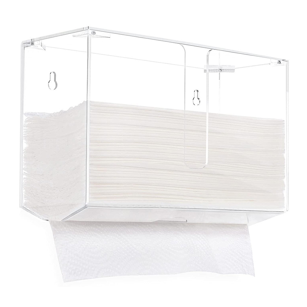 Wholesale Facial Tissue Dispenser Box Holder Clear Rectangle Napkin Organizer Acrylic Wall Mounted Tissue Box