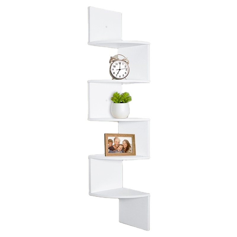 Custom Corner Shelf Unit Wall Mount 5 Tier Wood Floating Shelves