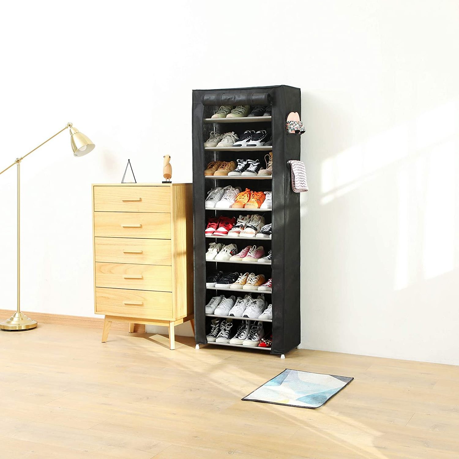 Portable Metal compact Standing Plastic Shoe Cabinet Rack