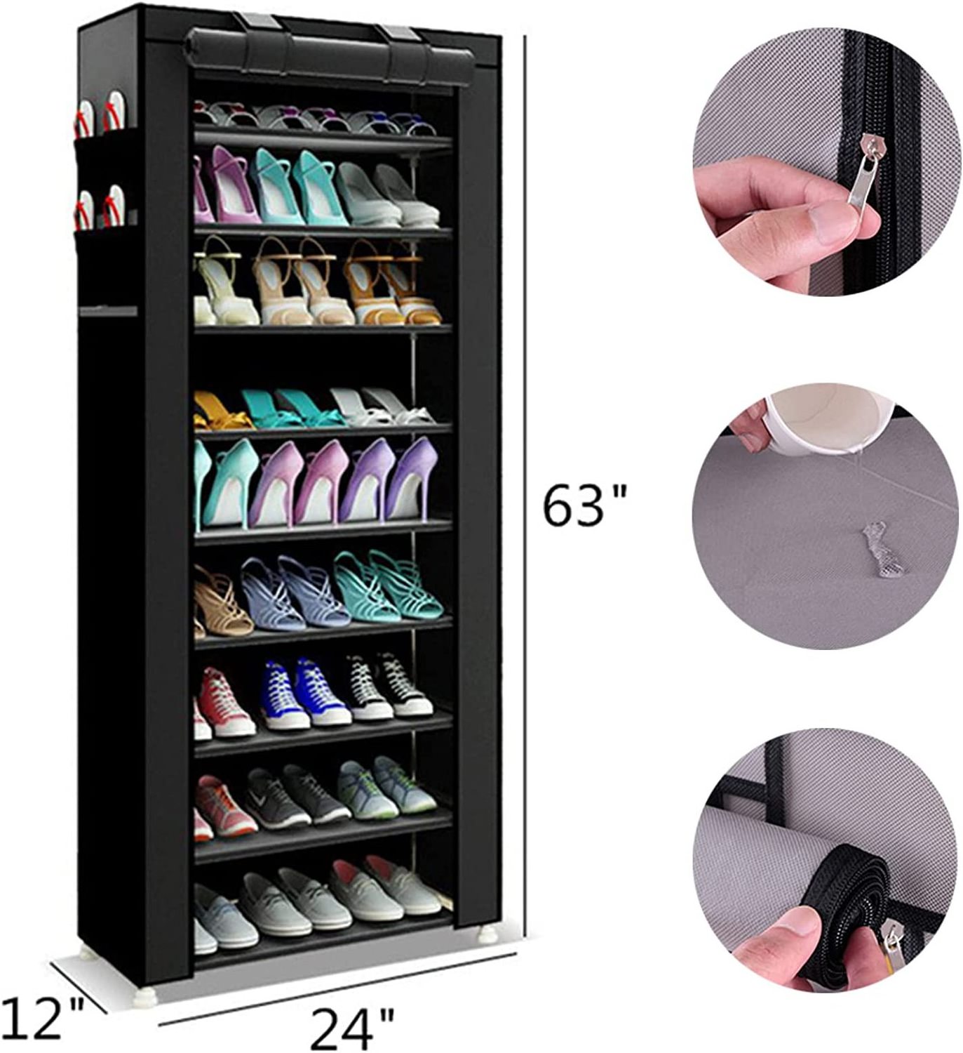 Portable Metal compact Standing Plastic Shoe Cabinet Rack