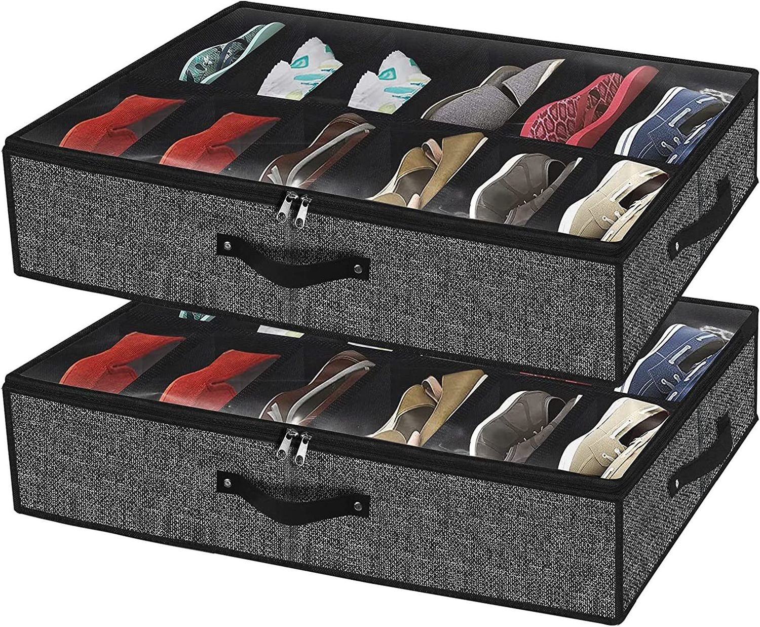 Foldable Fabric Shoes Container Box Extra Large Under Bed Storage