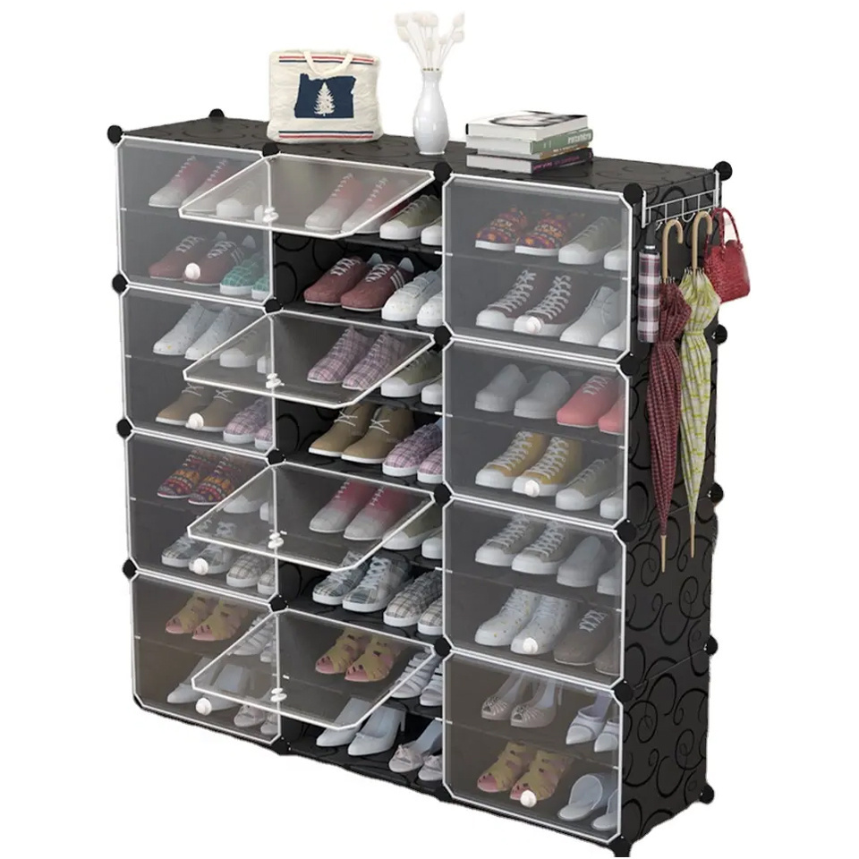 DIY Customized Size Stackable detachable Shoe Storage Organizer Foldable Shoe Rack Cabinet Shelf