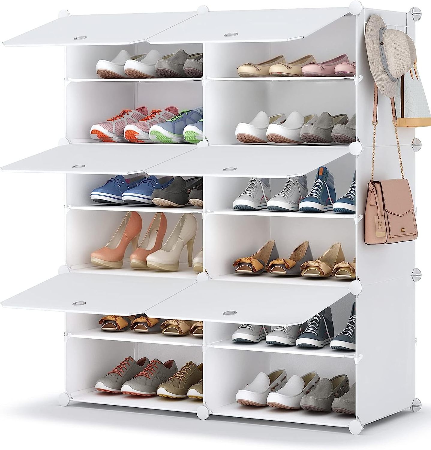 6 Tier Shoe Storage Cabinet 24 Pair Plastic Shoe Rack Storage Organizer for Closet Hallway Bedroom Entryway