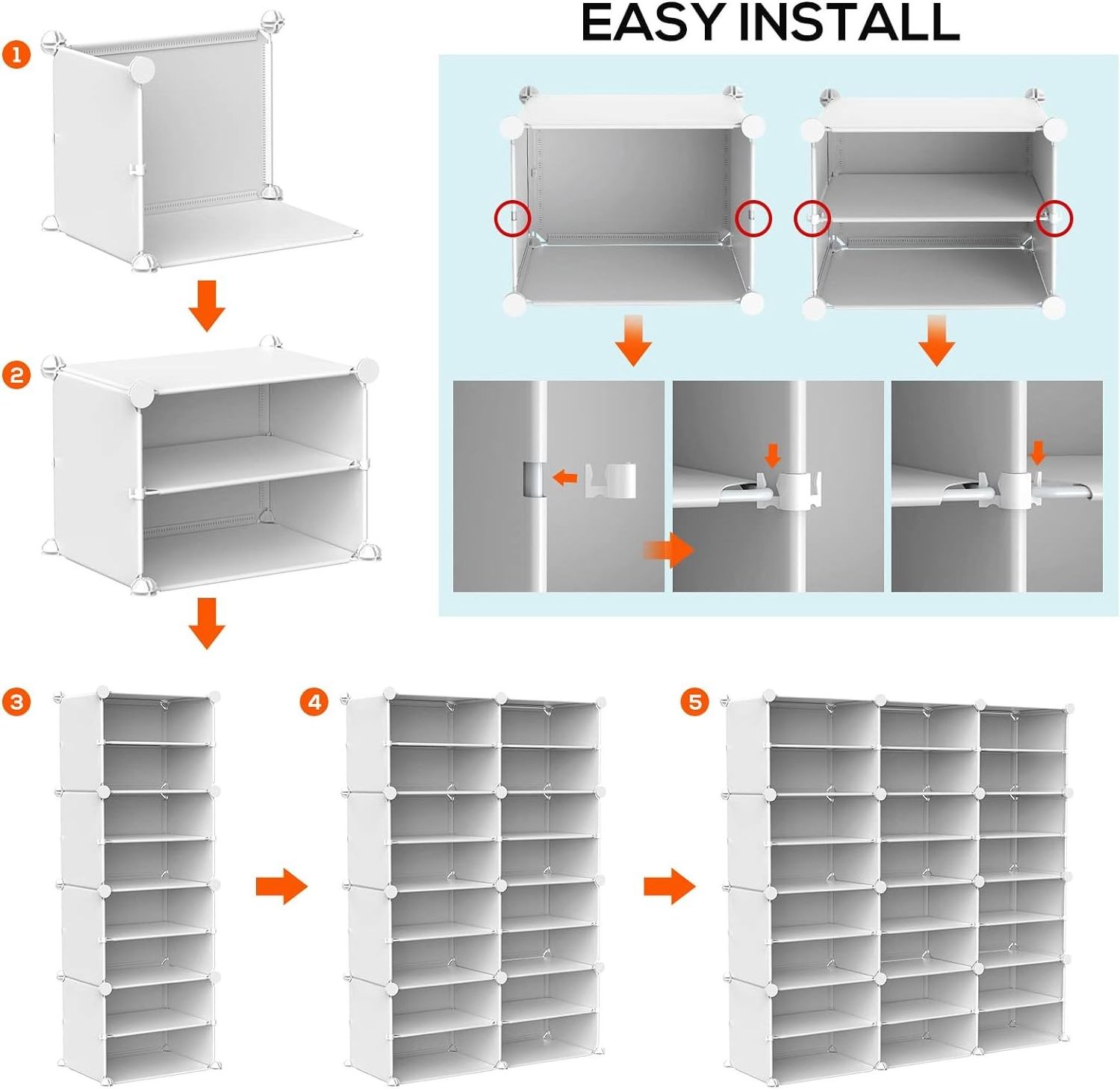 Portable Shoe Rack Organizer 48 Pair Tower 4 Tiers Shoe Rack Cabinet