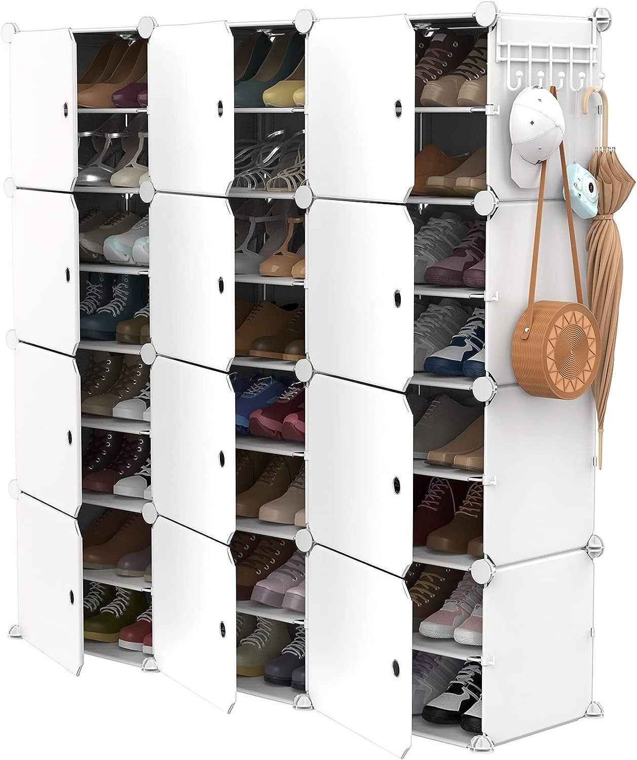 Portable Shoe Rack Organizer 48 Pair Tower 4 Tiers Shoe Rack Cabinet