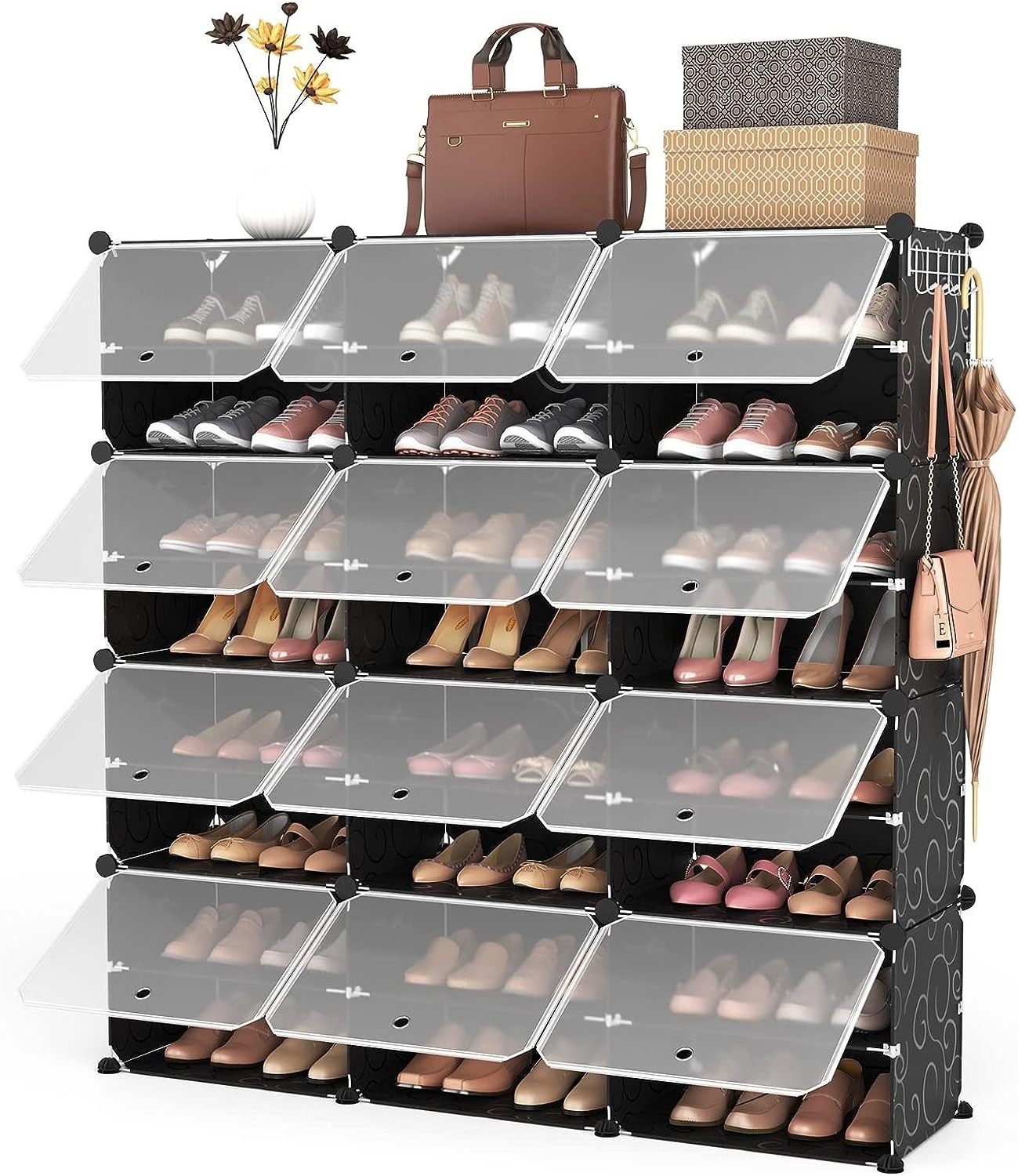 Portable Shoe Rack Organizer 8-Tier Shoe Cabinet Expandable Free Standing Stackable Space Shoe Rack