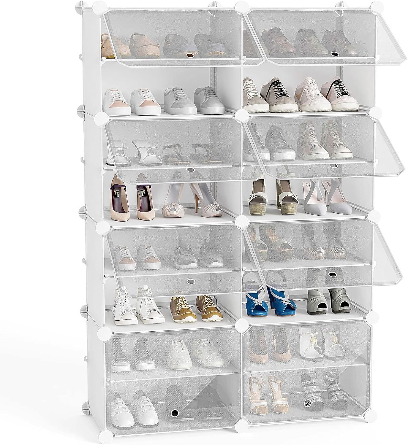 Wholesale 8 Cube 16-Tier Shoe Storage Cabinet 32 Pairs Plastic Freestanding Shoe Organizer DIY Shoe Shelves for Entryway