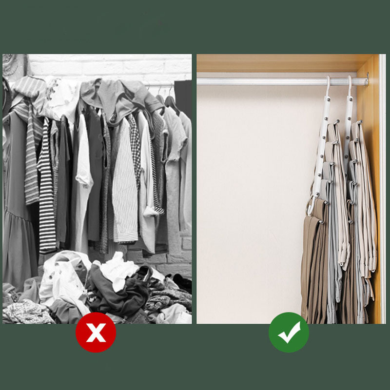 New Stainless Steel folding Hanger Clothes Storage Trousers Holder Space Saving Multi Functional Pants Rack