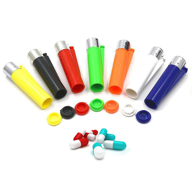 Wholesaler portable pill box secret stash hiding fake lighter container shape pill lighters with compartment