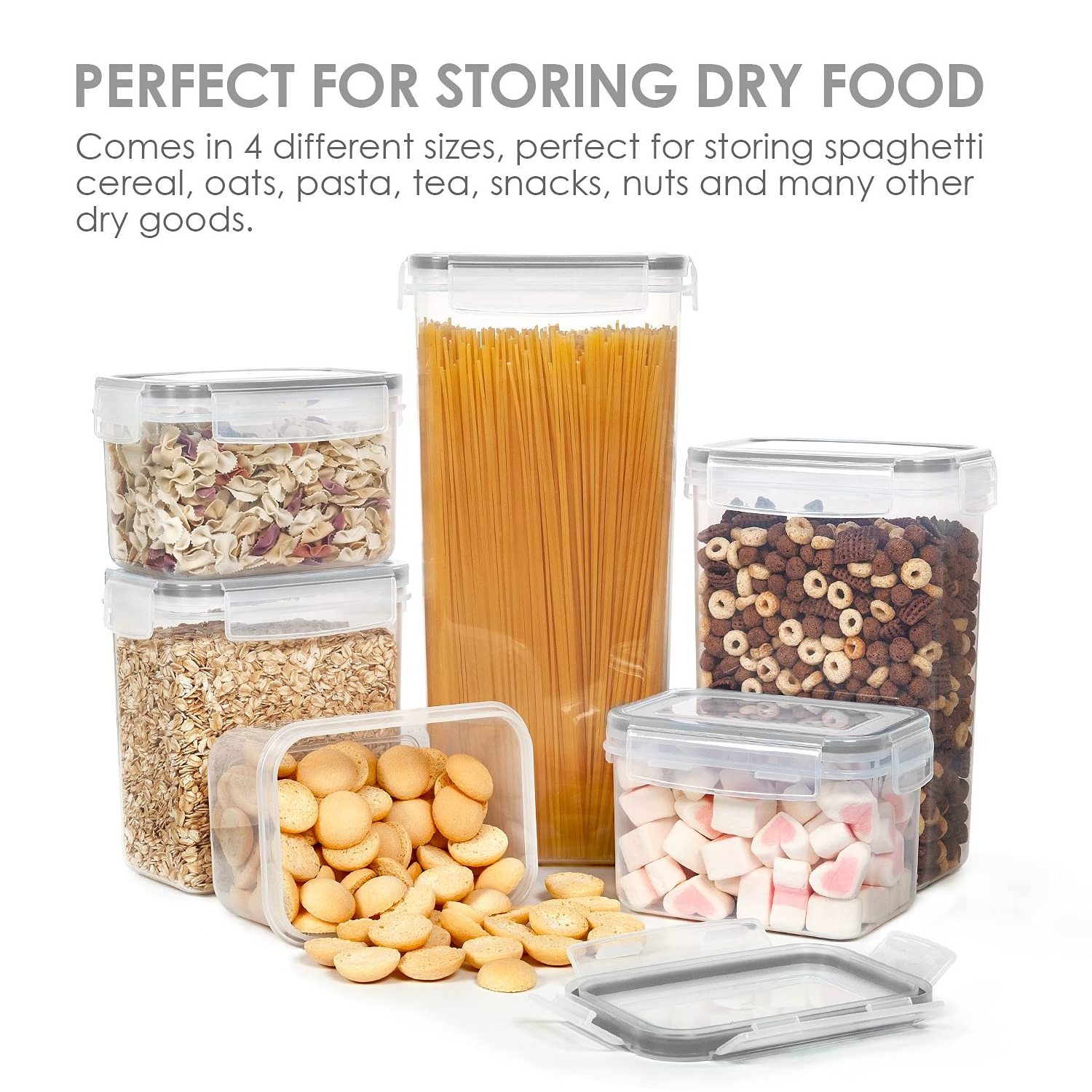 Custom Bpa-Free Airtight 10 Piece Set Plastic Stackable Organizer Cereal Dry Storage Canisters BIn Box Food Container