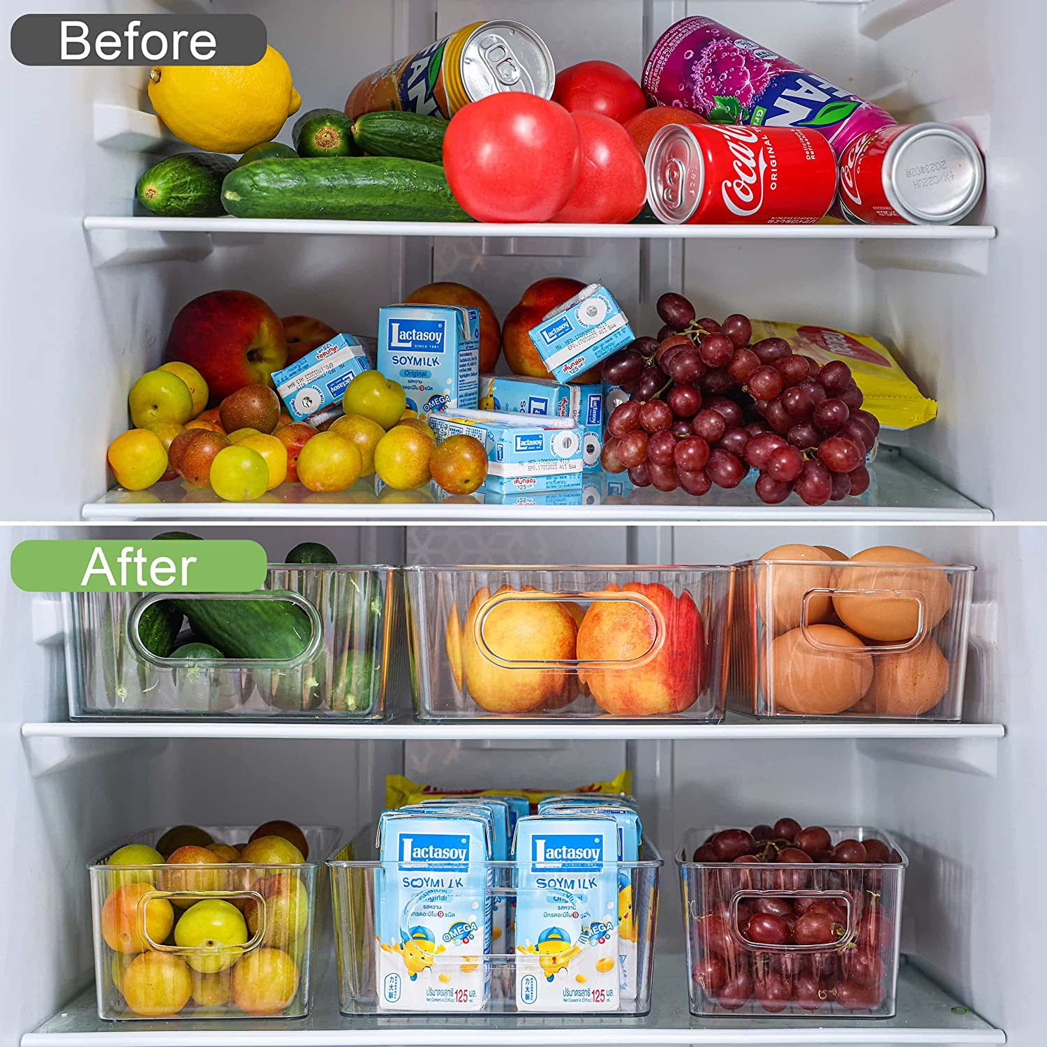 Fridge Storage Boxes Freezer Drawer Kitchen Container Bins Plastic Stackable Refrigerator Organizer