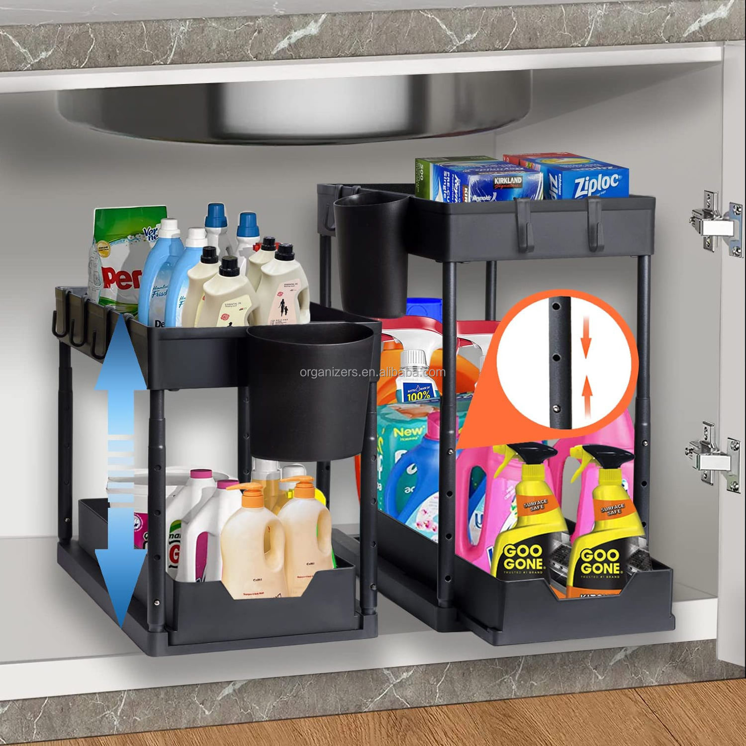 Bathroom Kitchen 2 Tier Storage Under Cabinet Bathroom Under Sink Organizers