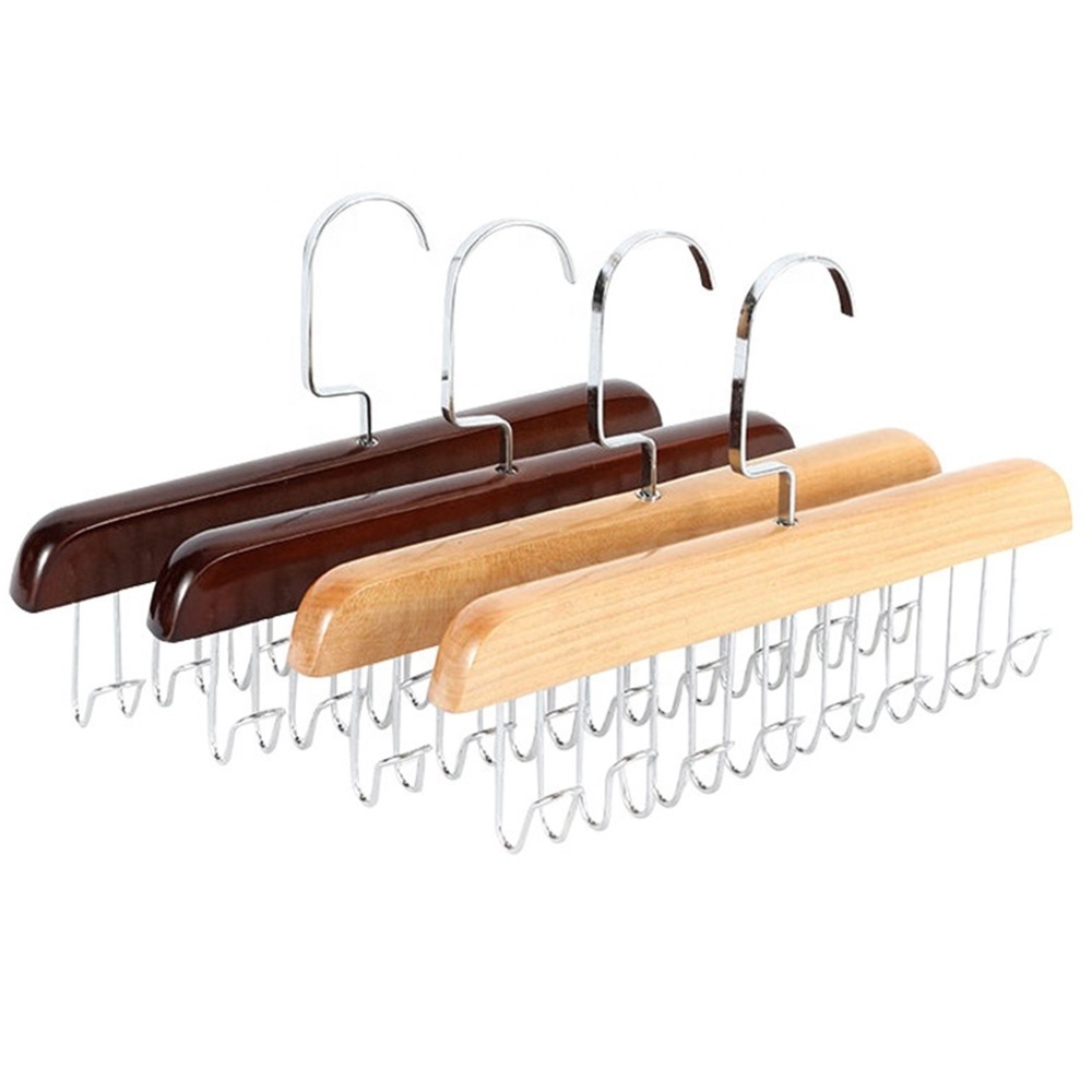 Custom Metal Alloy 8 hook Scarf Necklace Belt Hanger Towel Storage Organizer Rack Wall Mounted Wooden Bamboo Tie Hanger