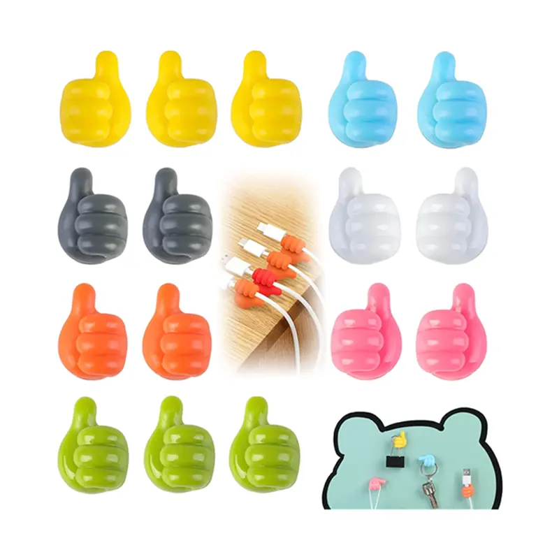 IN stock New design Silicone Wall Hook Cable Clip Key Hook Thumb Wall Hangers