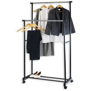 Custom LOGO Double pole portable clothes hanger rack display racks