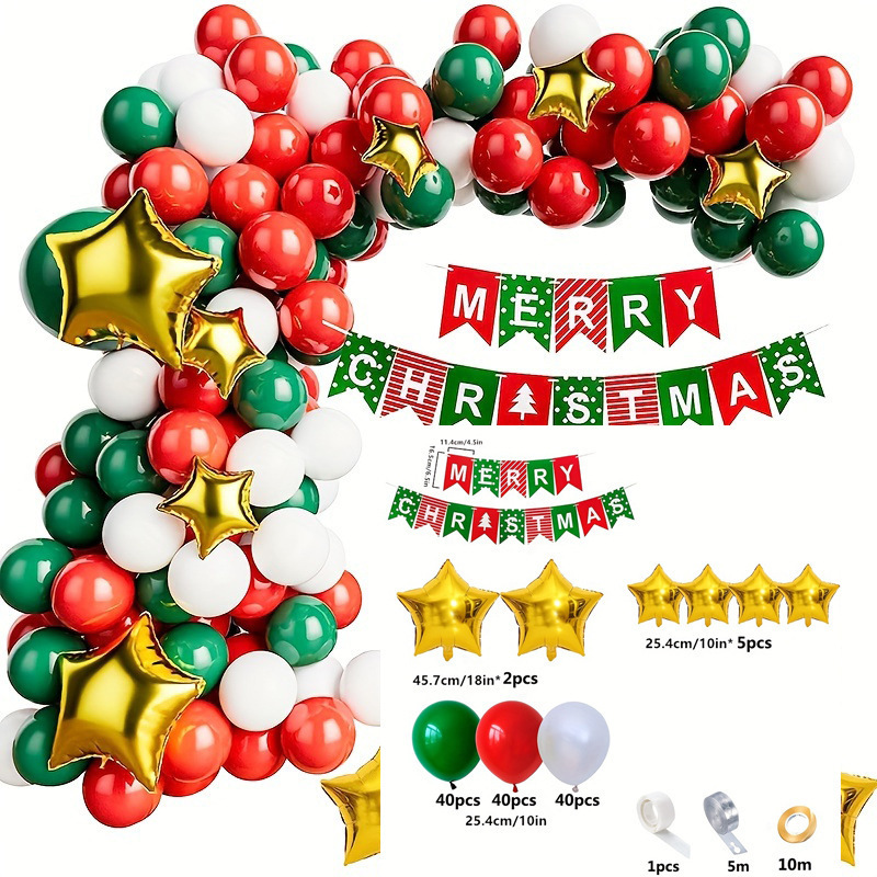 Merry christmas theme party supplies decoration red green confetti christmas balloon chain set