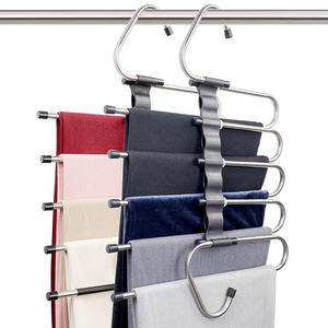 Magic Pants Hangers Space Saving for Closet Multiple Layers Multifunctional Uses Rack Organizer for Trousers Scarves Slack