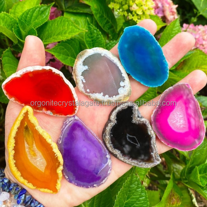 Natural Wholesale Irregular Sliced Gemstone Bar Coaster Quartz Cup Tea Holder Crystal Crafts Agate Slice For Home Decoration