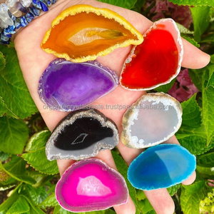 Natural Wholesale Irregular Sliced Gemstone Bar Coaster Quartz Cup Tea Holder Crystal Crafts Agate Slice For Home Decoration