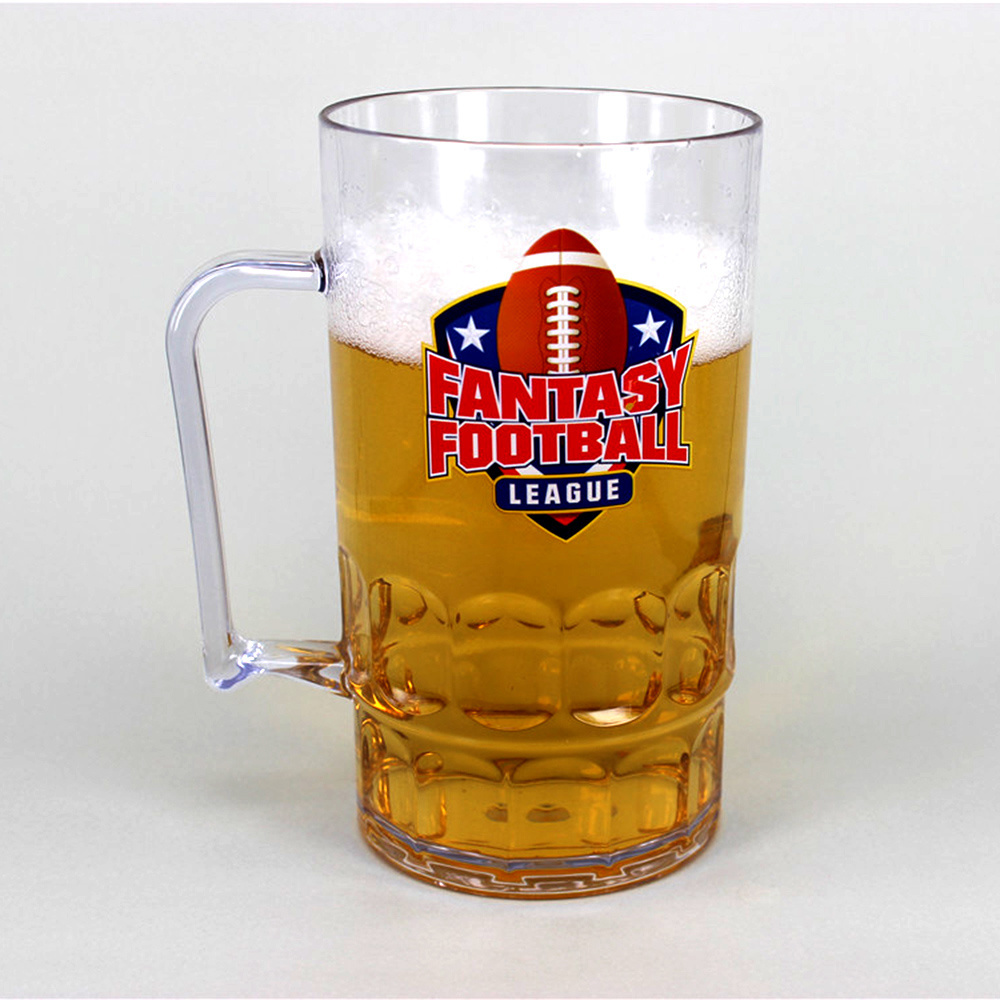 Unbreakable 350ml 800ml  PS Beer Mug Cheap Wine Glasses Cup Printing Beer Mug Beer Stein with Handle