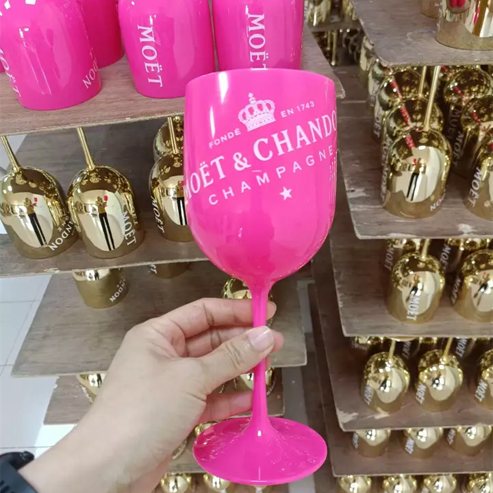 500ml 16oz Reusable Plastic Pink Wine Glasses Set Drink Cup Custom Colored Unbreakable Wedding Champagne Flute Glasses with Logo