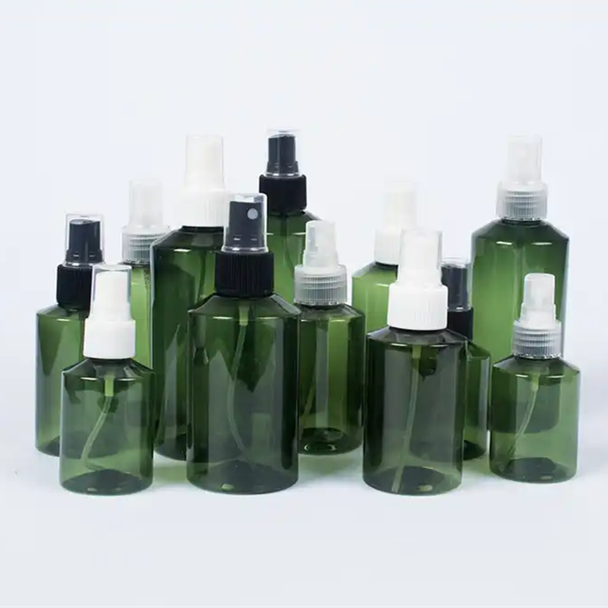 Amber/Green Oblique Shoulder Bottle 50ml 100ml 150ml 200ml 300ml 500ml Plastic Fine Mist Empty Spray Bottle Cosmetic Dispenser