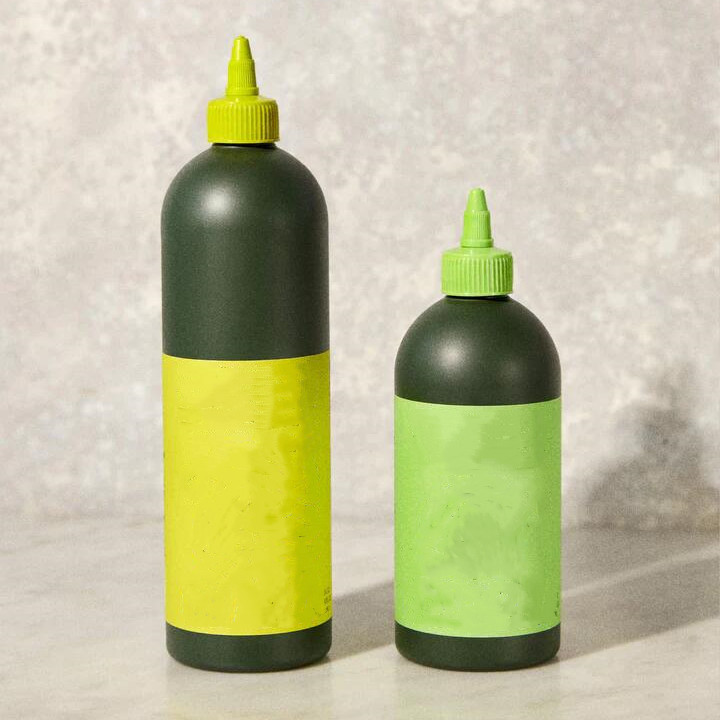 Food Grade 12oz 500ml 1000ml Matte Green Olive Oil Bottle Hair Oil Hot Chili Sriracha Sauce Squeeze Bottle Applicator Dispenser