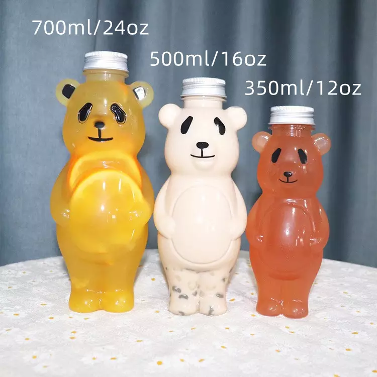 Cute Cat Dog Panda Bear Puppy Animal Shaped Juice Beverage MilkTea Smoothie Cup Bubble Boba Tea Plastic Bottles and Containers