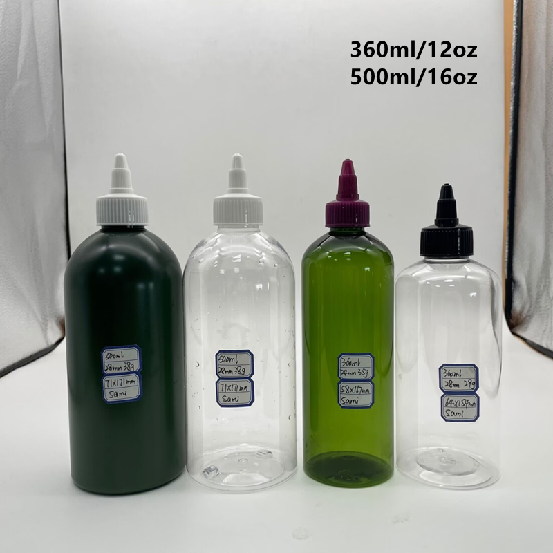 Food Grade 12oz 500ml 1000ml Matte Green Olive Oil Bottle Hair Oil Hot Chili Sriracha Sauce Squeeze Bottle Applicator Dispenser