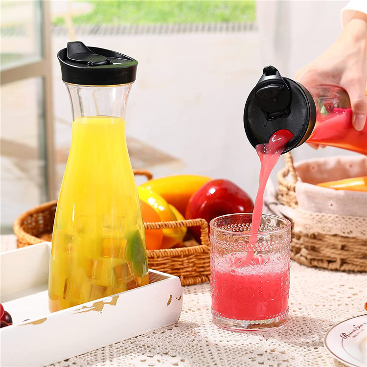 Latest arrival Plastic Beverage Pitcher Carafe With Narrow Neck Design With Plastic Lids Plastic Carafe Water Pitcher