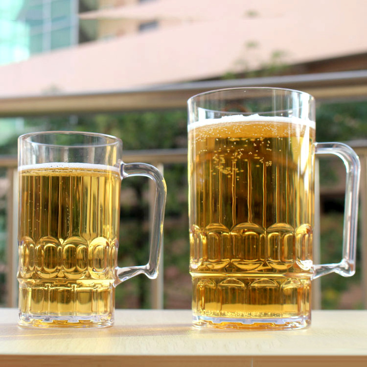 Unbreakable 350ml 800ml  PS Beer Mug Cheap Wine Glasses Cup Printing Beer Mug Beer Stein with Handle