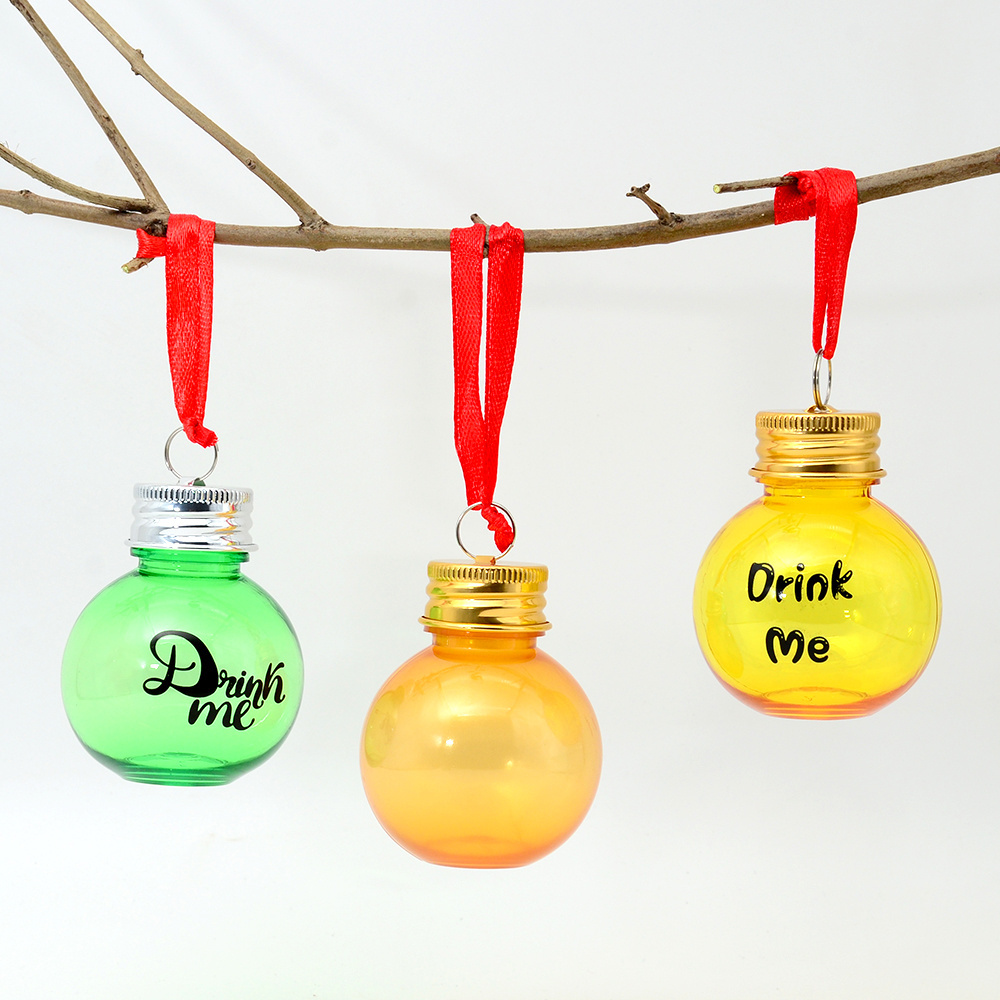 bauble alcohol drink me balls decoration ornament booze ball 8cm plastic drink bauble Christmas tree bauble