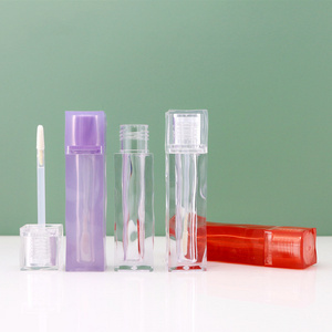 Customized Printing Lipgloss 3.7ml 5ml Candy Tubes Thick Wand Big Applicator Clear Lip Gloss Tube Silver Inner Lid