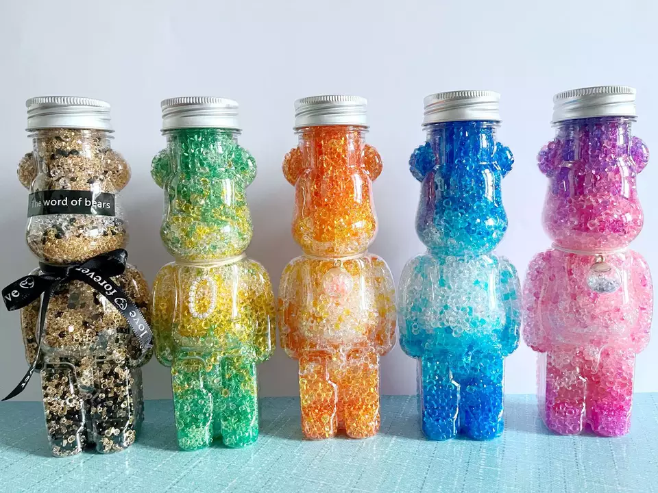 350ml 500ml 700ml Cute Bear Water Bottle for Kids Drink Brick Bottle Top Lanyard Holder Stash Jars Empty Teddy Bear Containers